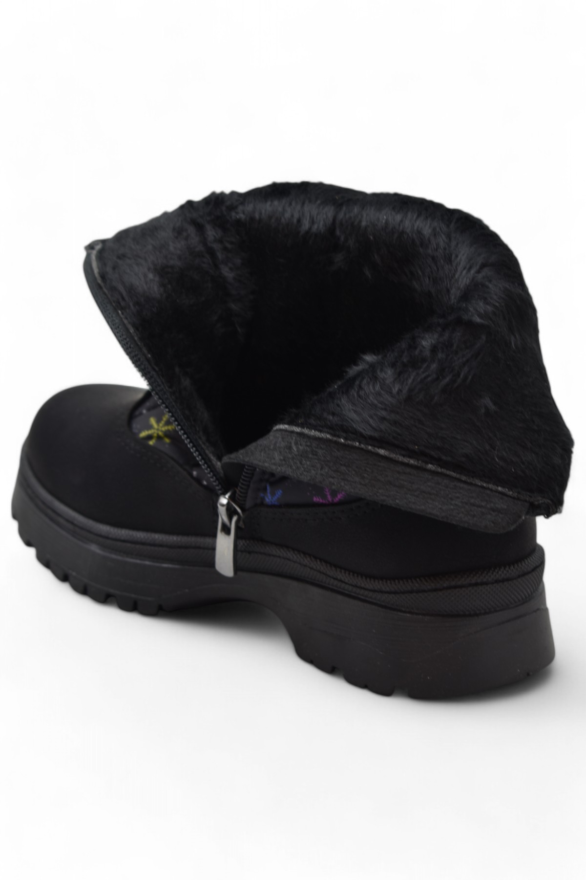 323 Ortopedik Fermuarlı Kız Çocuk Bot Ayakkabı İçi Yünlü Çocuk Kar Botu - Görsel 6