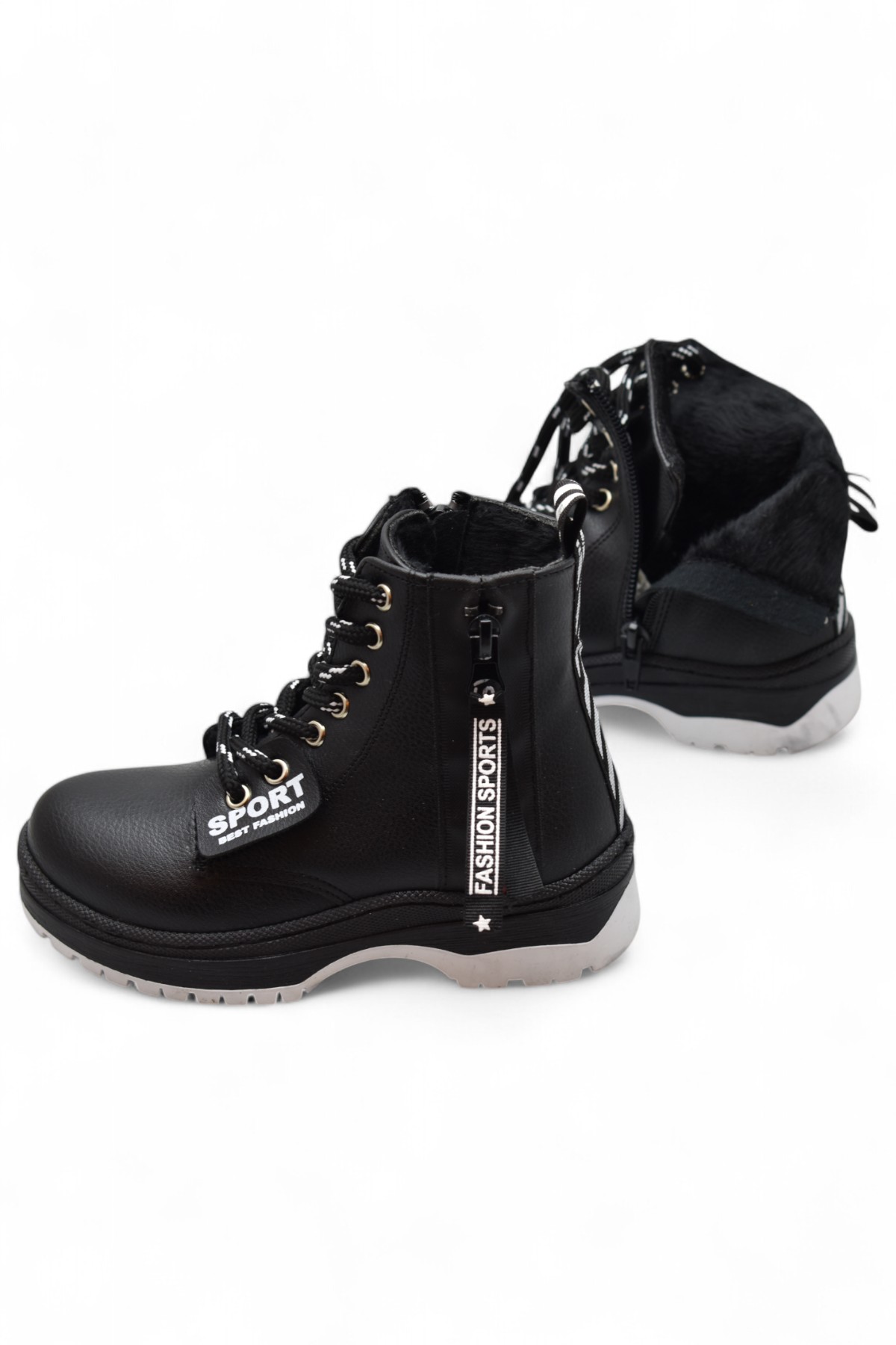 265 Ortopedik Bağcıklı Fermuarlı Kız Çocuk Bot Ayakkabı Kürklü Kız Çocuk Bot - Görsel 4