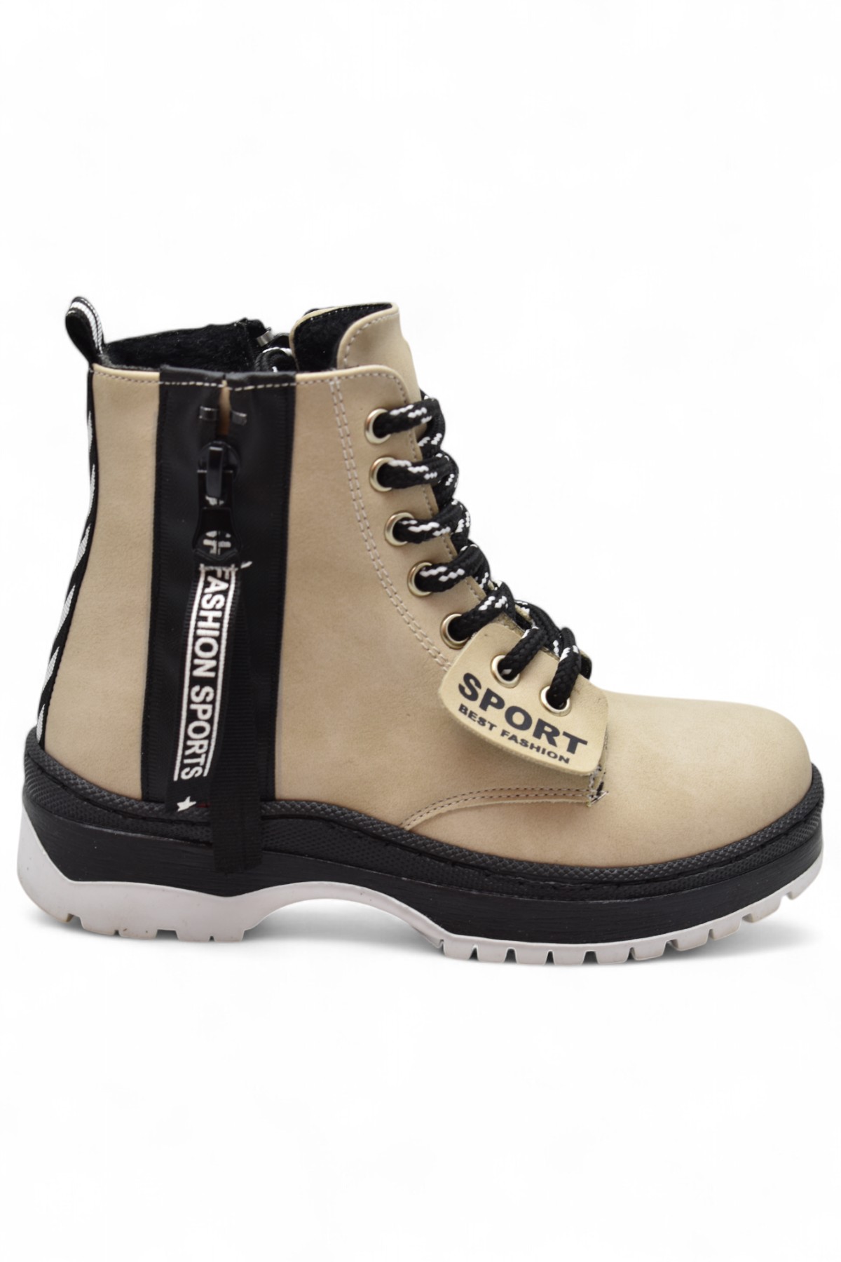 265 Ortopedik Bağcıklı Fermuarlı Kız Çocuk Bot Ayakkabı Kürklü Kız Çocuk Bot - Görsel 4