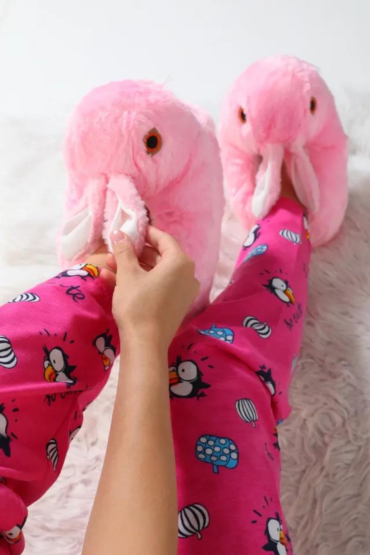 Kadın Kız Çocuk Kombin Hayvanlı Tavşanlı Panduf Ev Botu - Görsel 4