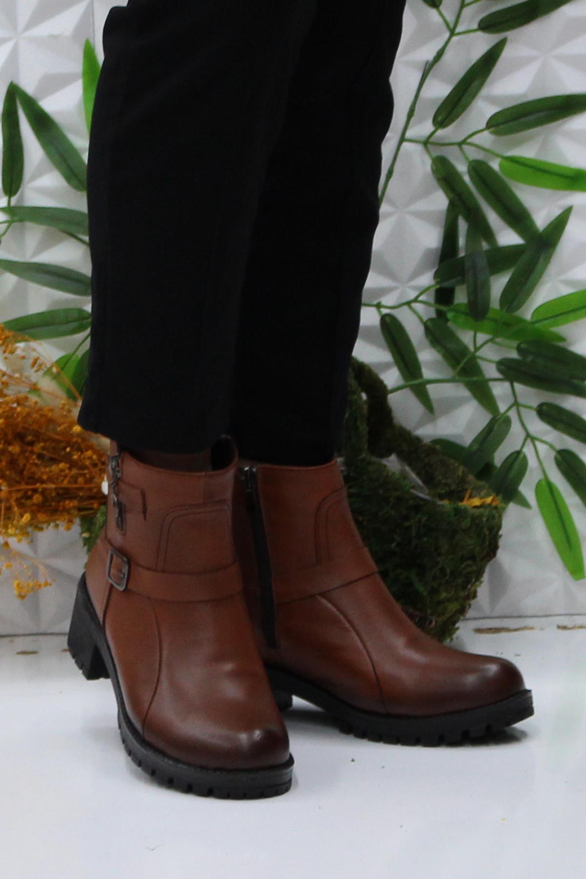 42831 Taba Orijinal Hakiki Deri İçi Kürklü Kaymaz Taban Kadın Bot - Görsel 3