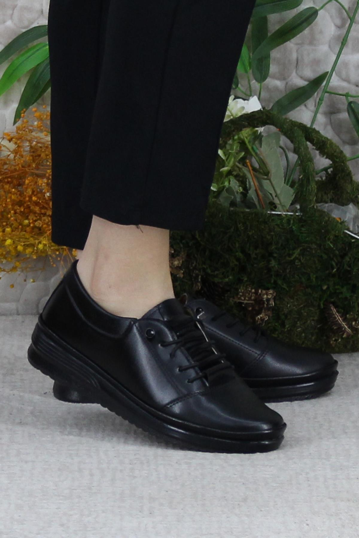 Safir 1212 Siyah Ortopedik Anne Ayakkabısı Klasik Ayakkabı Kadın Günlük Ayakkabı - Görsel 2