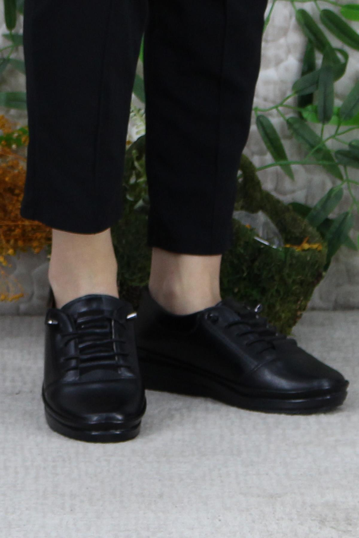 Safir 1212 Siyah Ortopedik Anne Ayakkabısı Klasik Ayakkabı Kadın Günlük Ayakkabı - Görsel 3