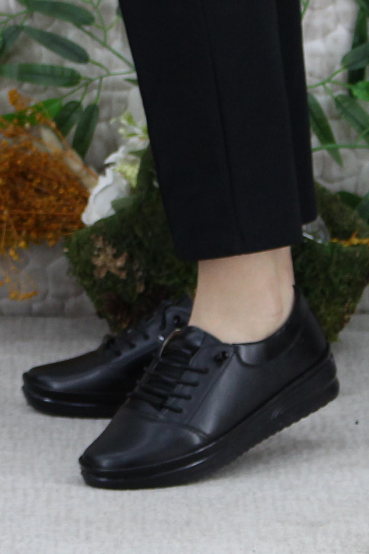 Safir 1212 Siyah Ortopedik Anne Ayakkabısı Klasik Ayakkabı Kadın Günlük Ayakkabı - Görsel 4