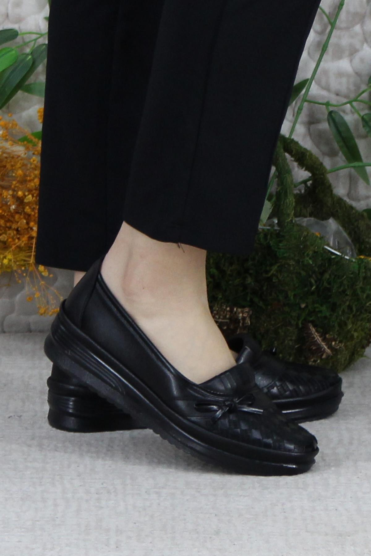 Safir 1292 Siyah Ortopedik Anne Ayakkabısı Klasik Ayakkabı Kadın Günlük Ayakkabı - Görsel 2