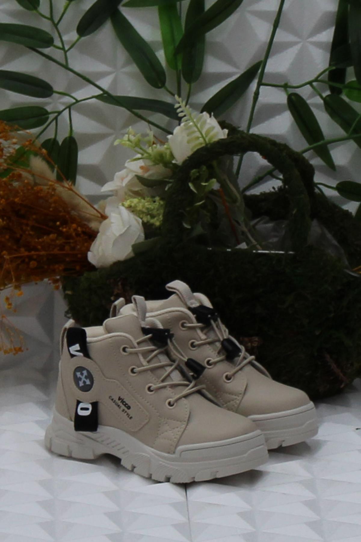 946.P24K.407 Bej Marcus Rahat Lastik Bağçık Erkek Çocuk Bot - Görsel 2