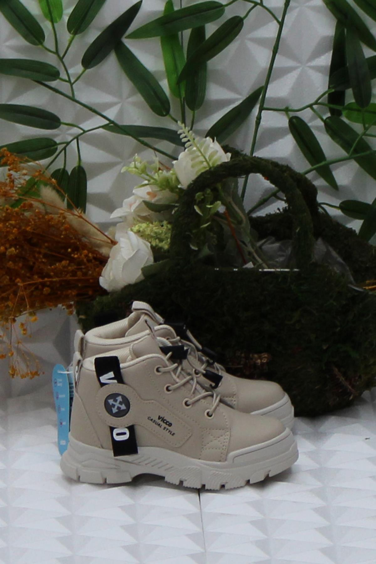 946.P24K.407 Bej Marcus Rahat Lastik Bağçık Erkek Çocuk Bot - Görsel 3