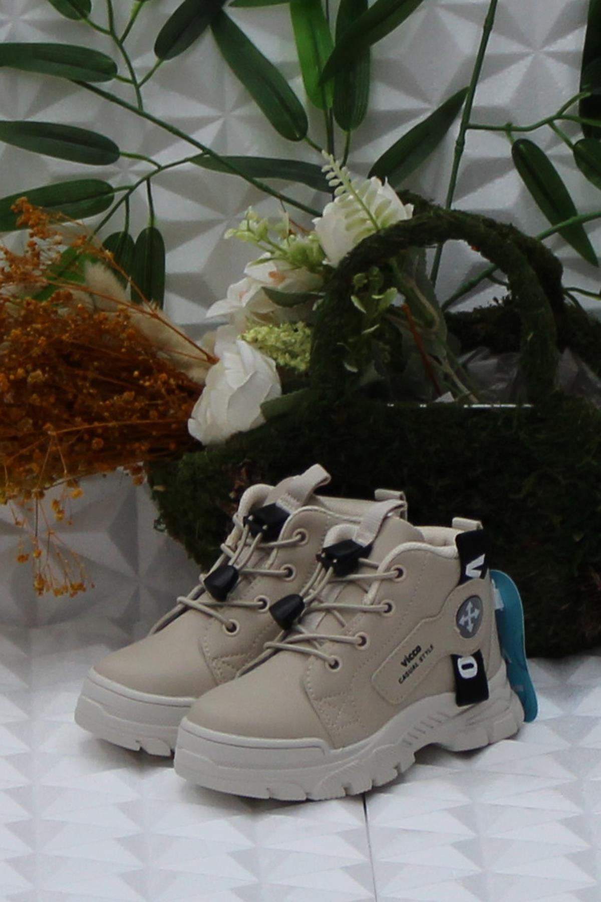 946.P24K.407 Bej Marcus Rahat Lastik Bağçık Erkek Çocuk Bot - Görsel 4