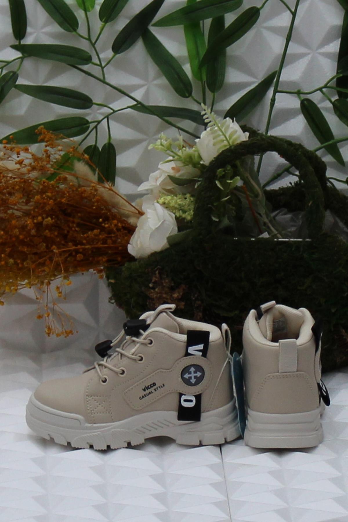 946.P24K.407 Bej Marcus Rahat Lastik Bağçık Erkek Çocuk Bot - Görsel 5