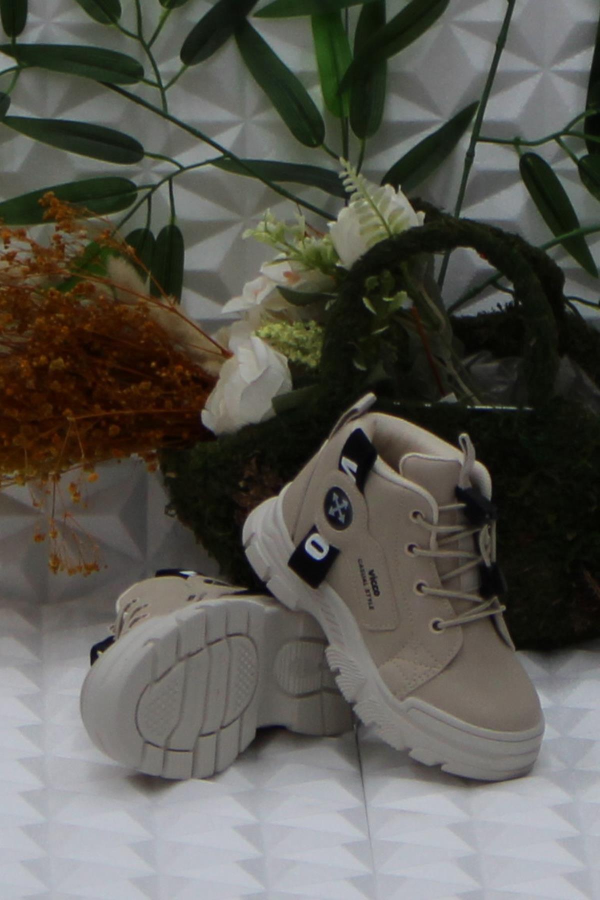 946.P24K.407 Bej Marcus Rahat Lastik Bağçık Erkek Çocuk Bot - Görsel 6