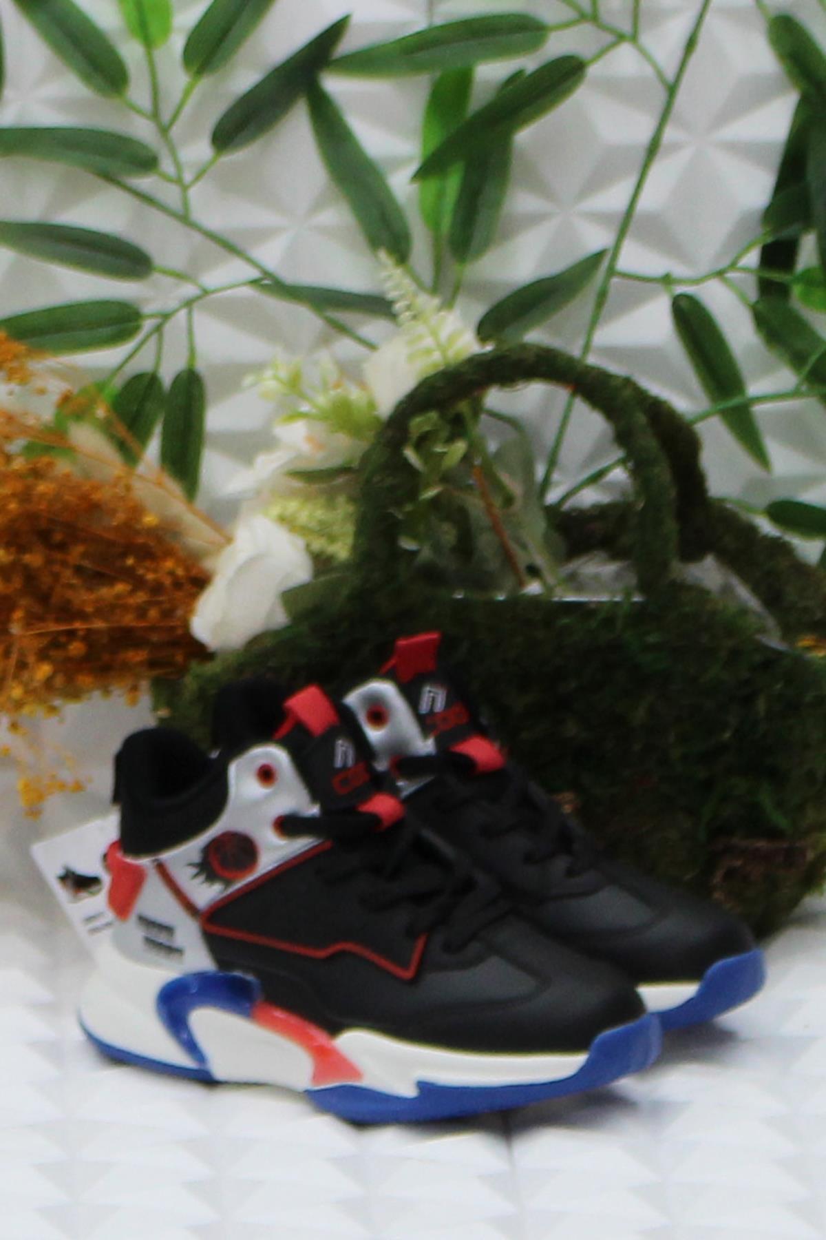 Cool London Siyah Kırmızı Rahat Çocuk Basketbol Ayakkabısı - Görsel 2