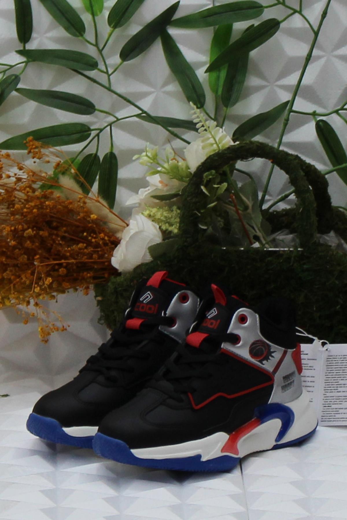 Cool London Siyah Kırmızı Rahat Çocuk Basketbol Ayakkabısı - Görsel 4