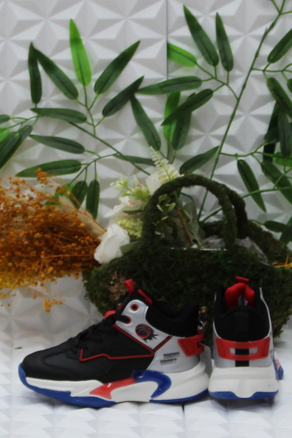 Cool London Siyah Kırmızı Rahat Çocuk Basketbol Ayakkabısı - Görsel 5