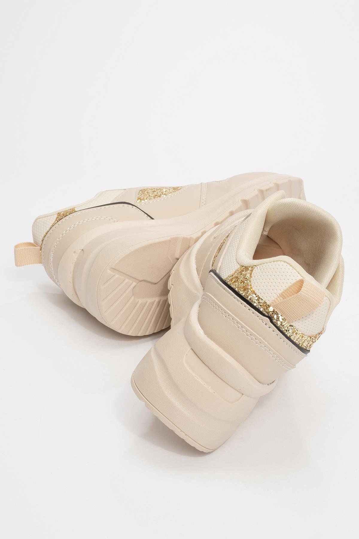 Cırtlı Kadın Spor Ayakkabı BEJ SİYAH - Görsel 5