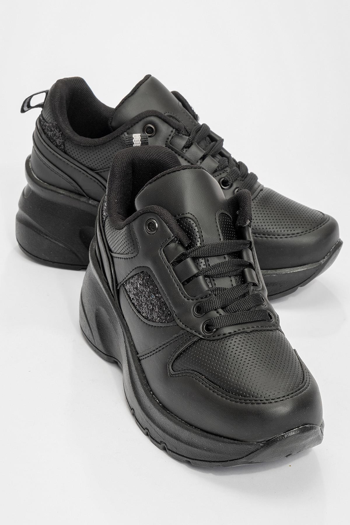 Cırtlı Kadın Spor Ayakkabı SİYAH SİYAH - Görsel 2