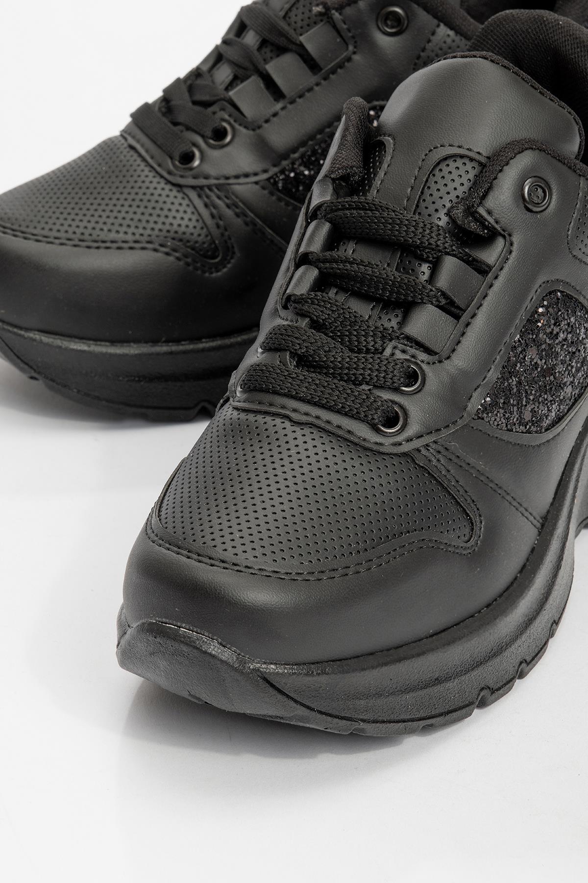 Cırtlı Kadın Spor Ayakkabı SİYAH SİYAH - Görsel 4