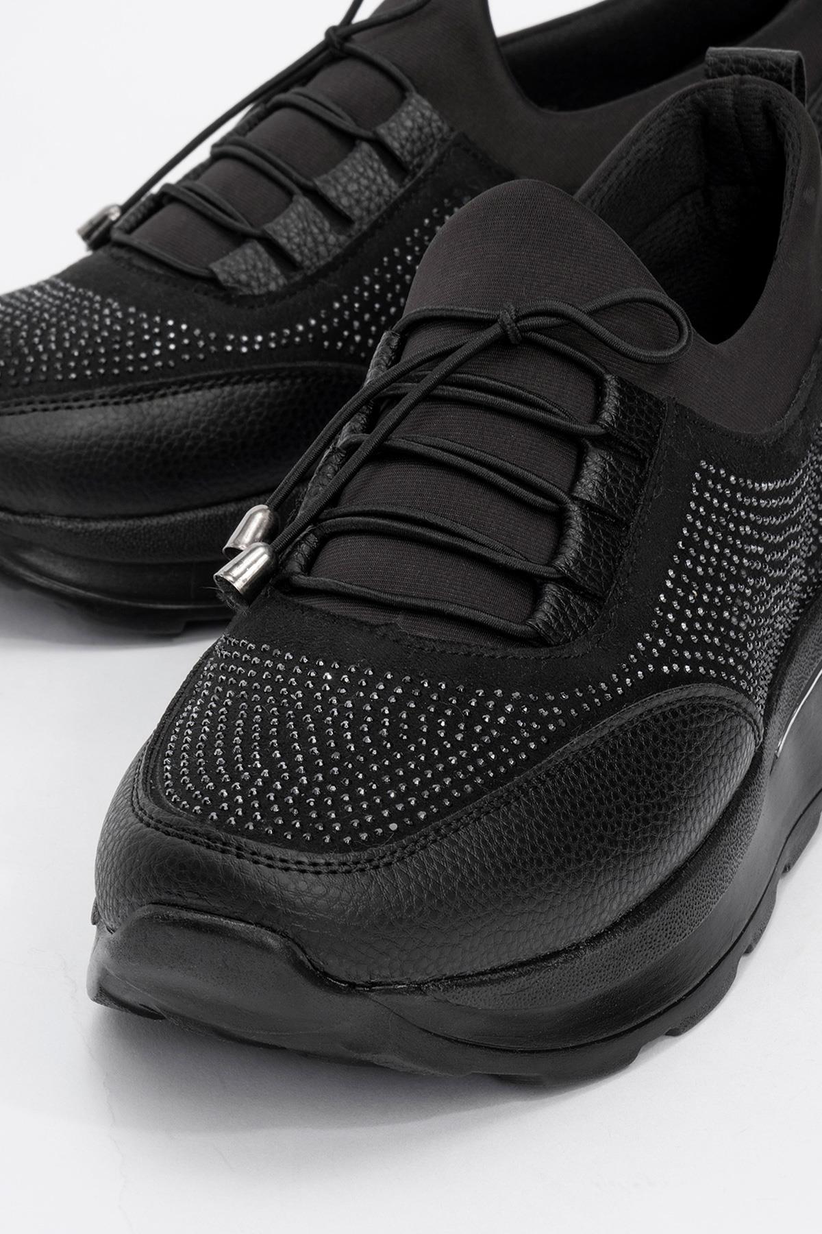 Bağcıklı Kadın Günlük Ayakkabı SİYAH SİYAH - Görsel 4