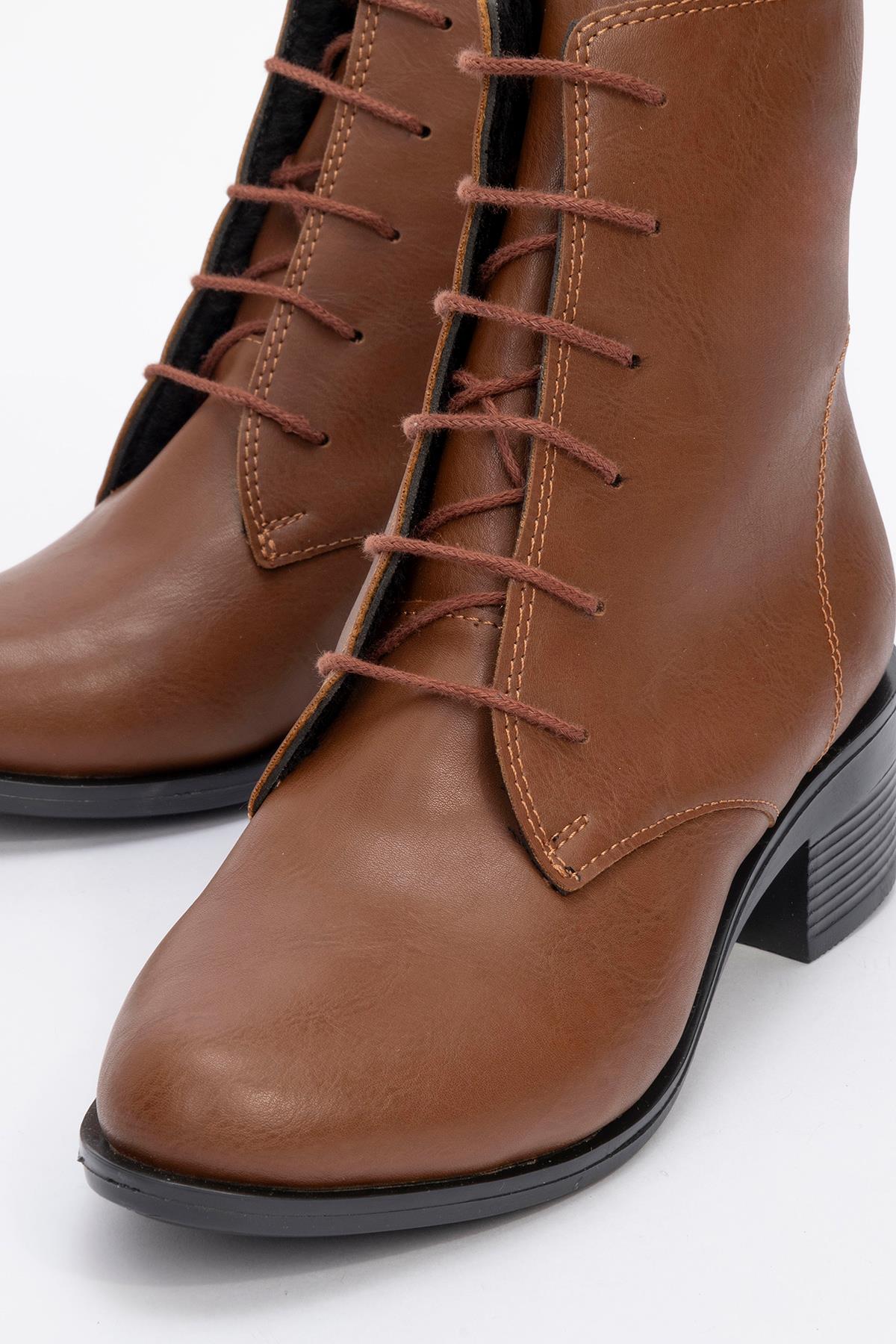 Kadın Yuvarlak Burunlu Bot TABA CİLT - Görsel 4