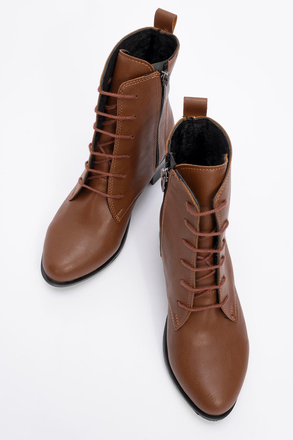 Kadın Yuvarlak Burunlu Bot TABA CİLT - Görsel 7