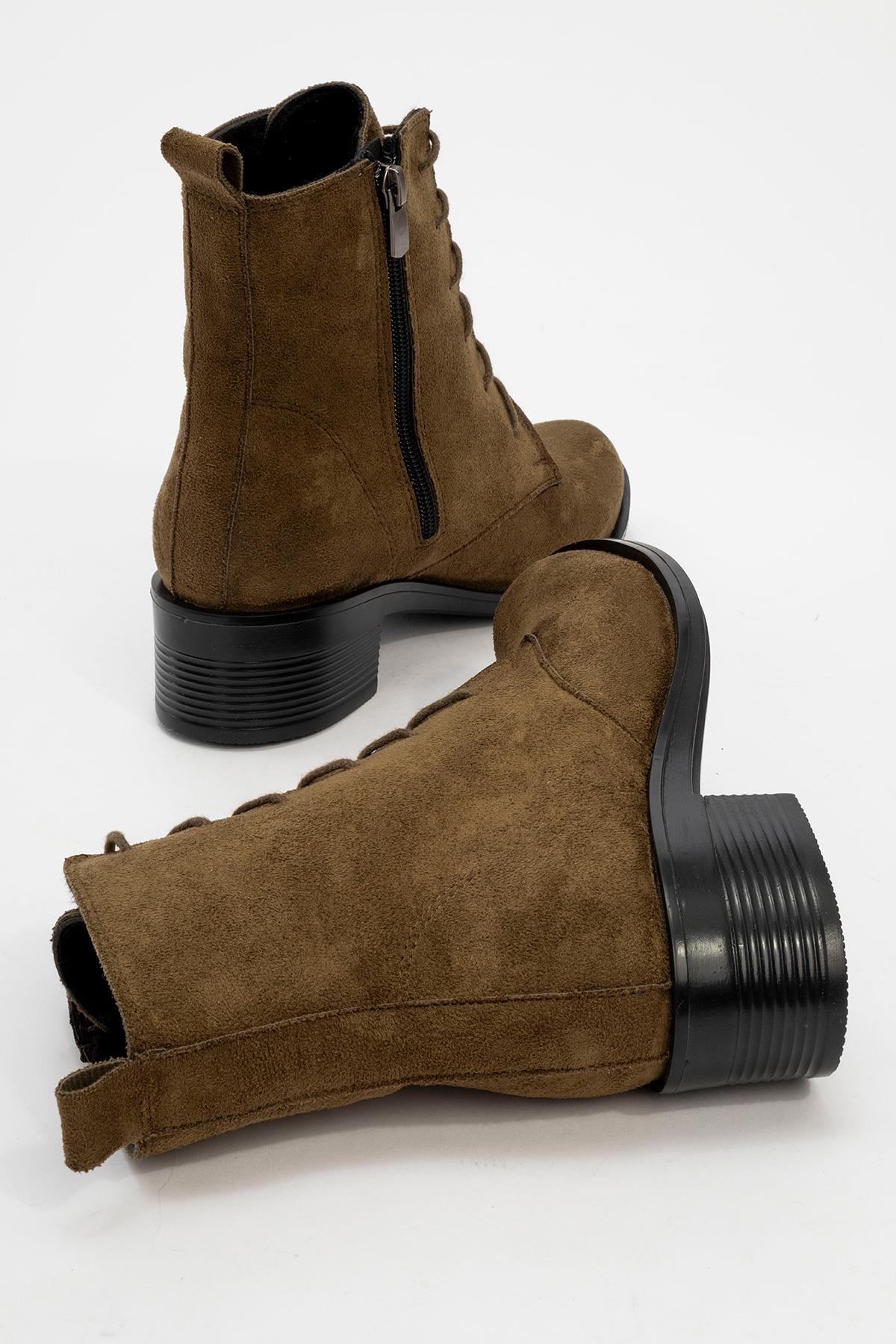 Kadın Yuvarlak Burunlu Bot HAKİ SÜET - Görsel 5