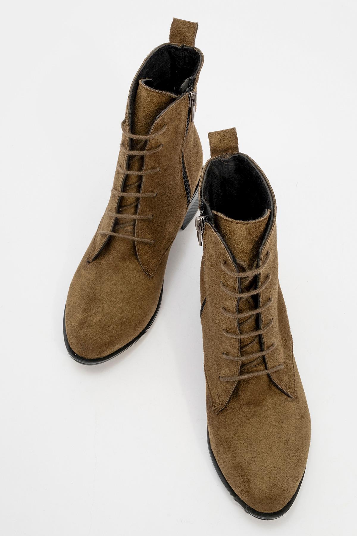 Kadın Yuvarlak Burunlu Bot HAKİ SÜET - Görsel 6