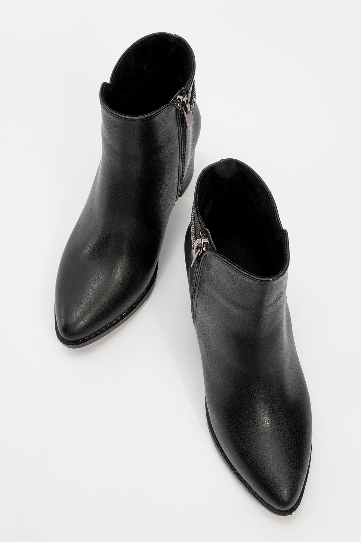 Kadın Topuklu Taşlı Bot SİYAH CİLT - Görsel 6