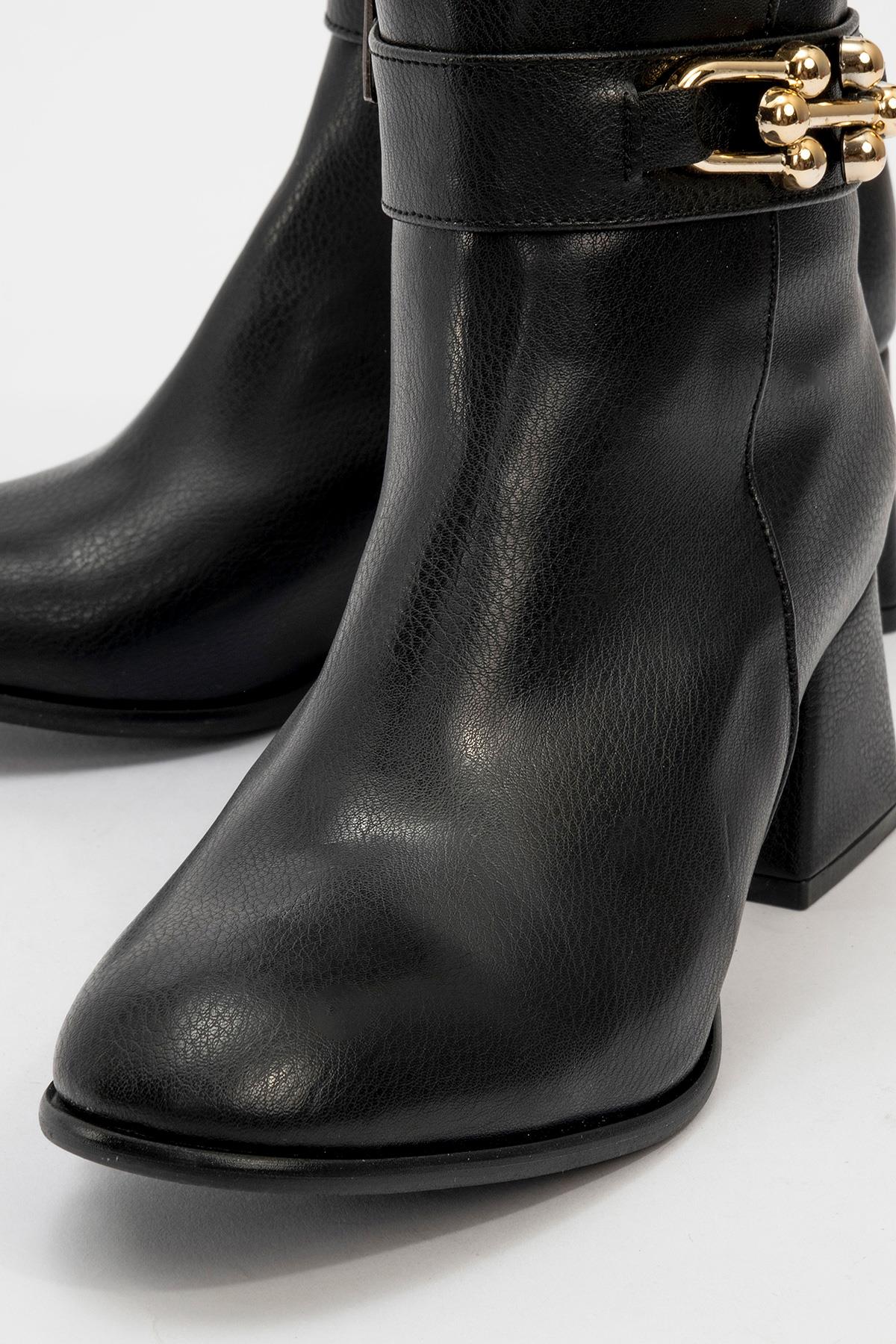 Kaydırmaz Tokalı Kadın Bot SİYAH CİLT - Görsel 4