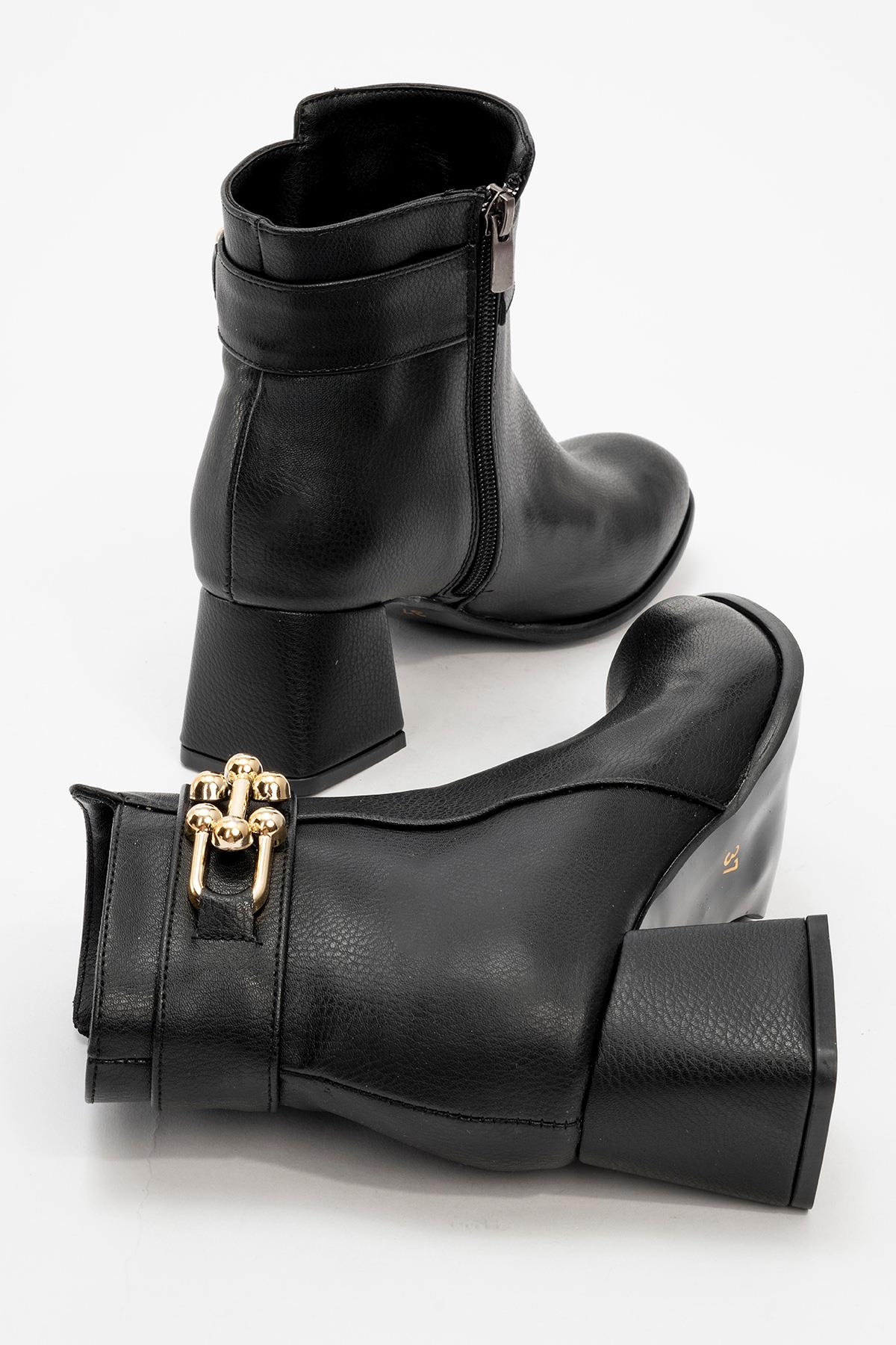 Kaydırmaz Tokalı Kadın Bot SİYAH CİLT - Görsel 5