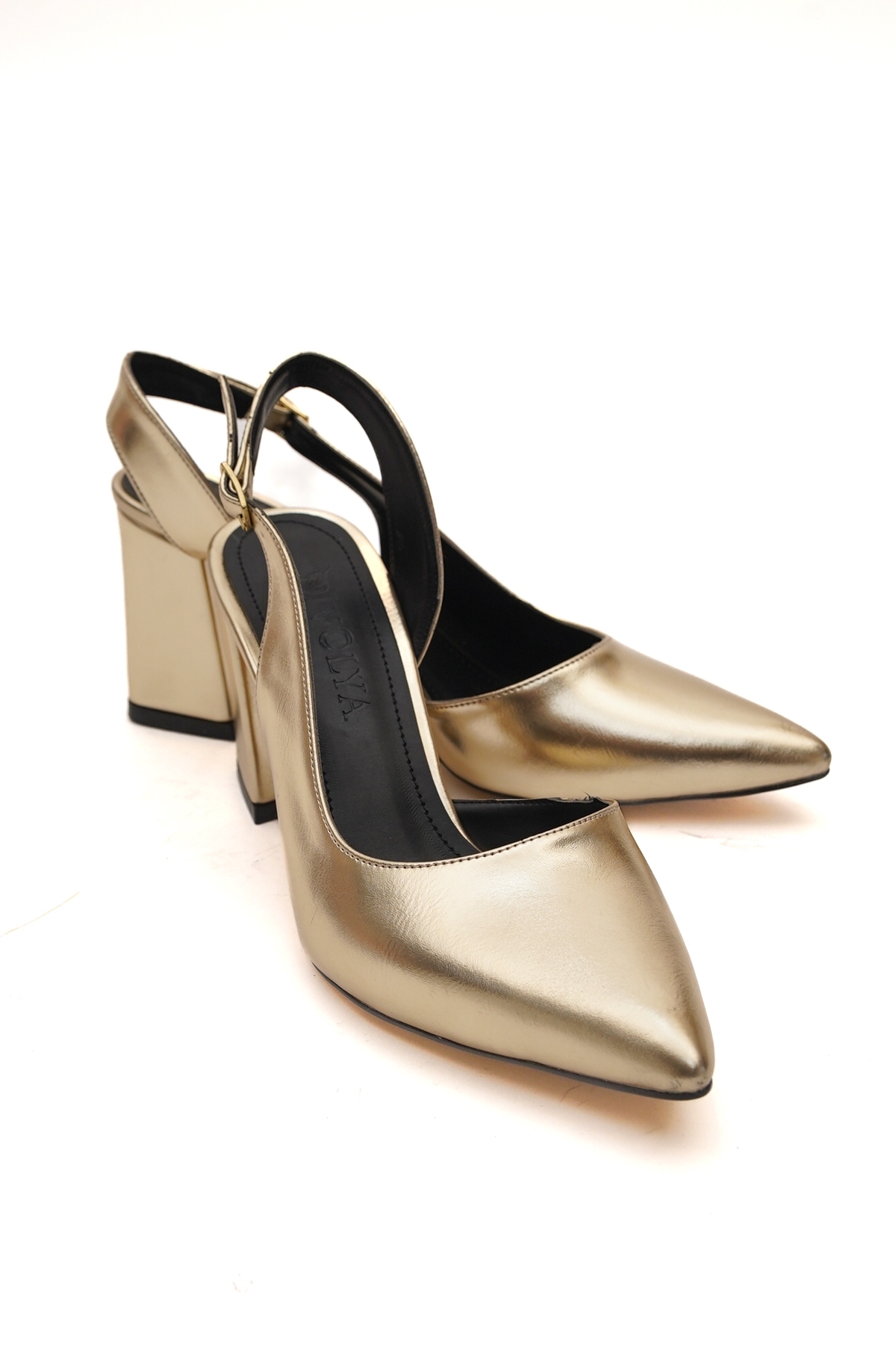 Sahra Gold Kırışık Topuklu Günlük Kullanım Ayakkabı - Görsel 11