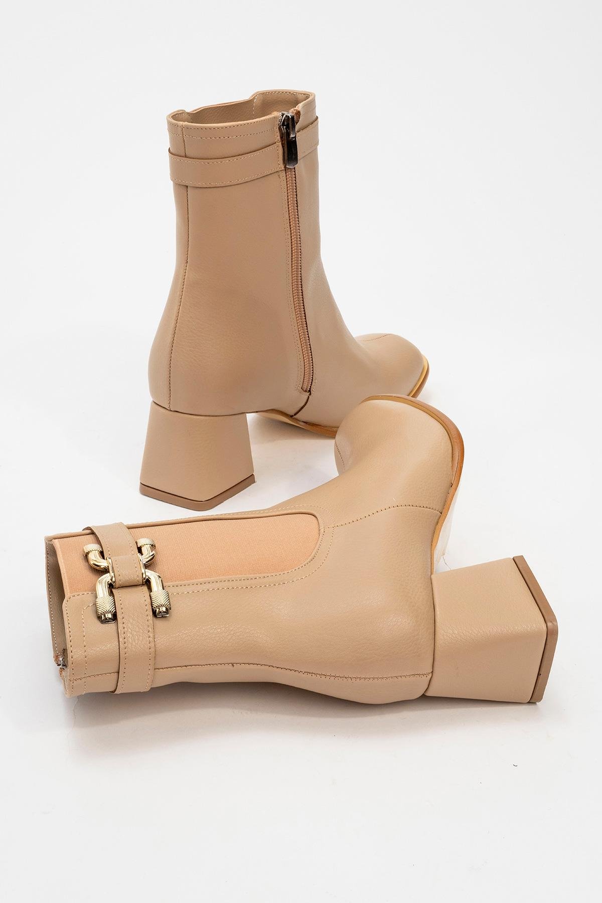 Tokalı Topuklu Bot NUDE CİLT - Görsel 4