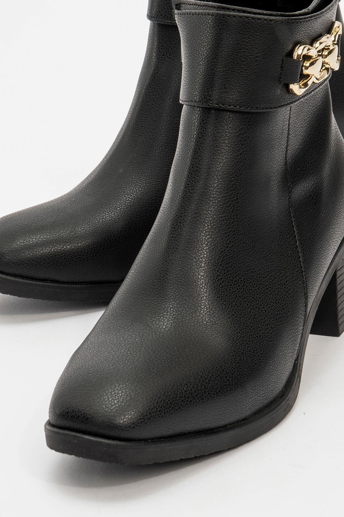 Kaydırmaz Tokalı Kadın Bot SİYAH CİLT - Görsel 4