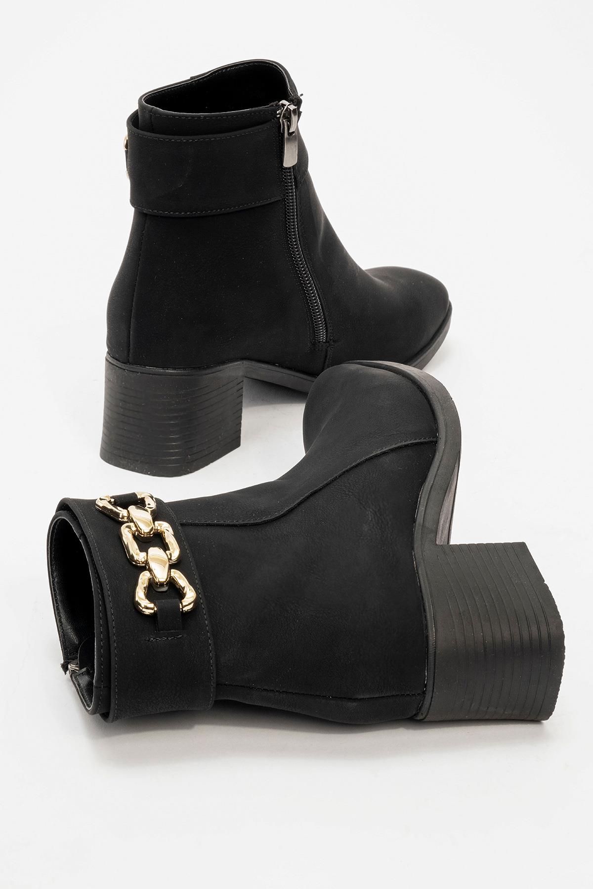 Kaydırmaz Tokalı Kadın Bot SİYAH ZÜMRÜT - Görsel 5