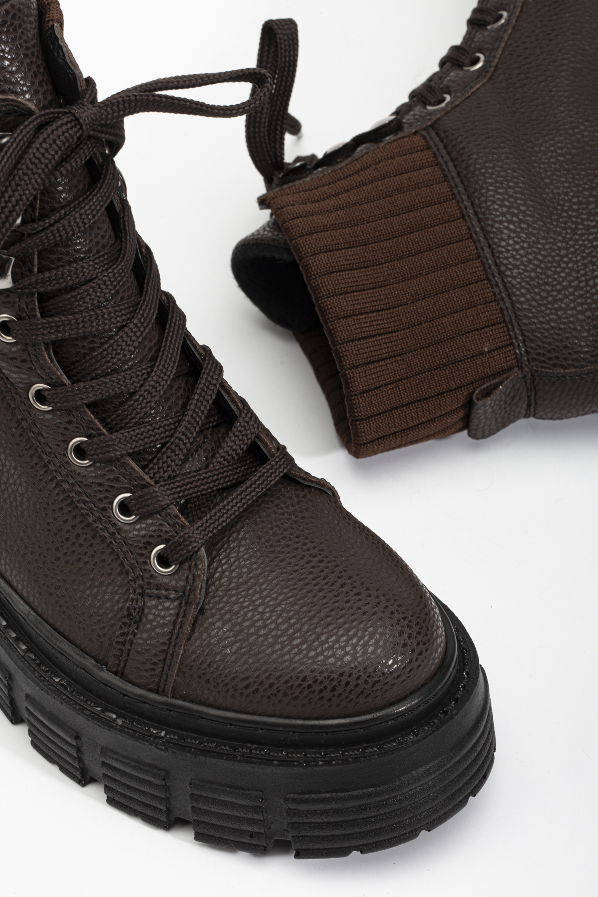 Tonny Black Tonny Black Kahverengi Kadın Kahve Yüksek Poli Taban Bileği Lastikli Bağcıklı Bot | Flo Kahverengi - 5. görsel