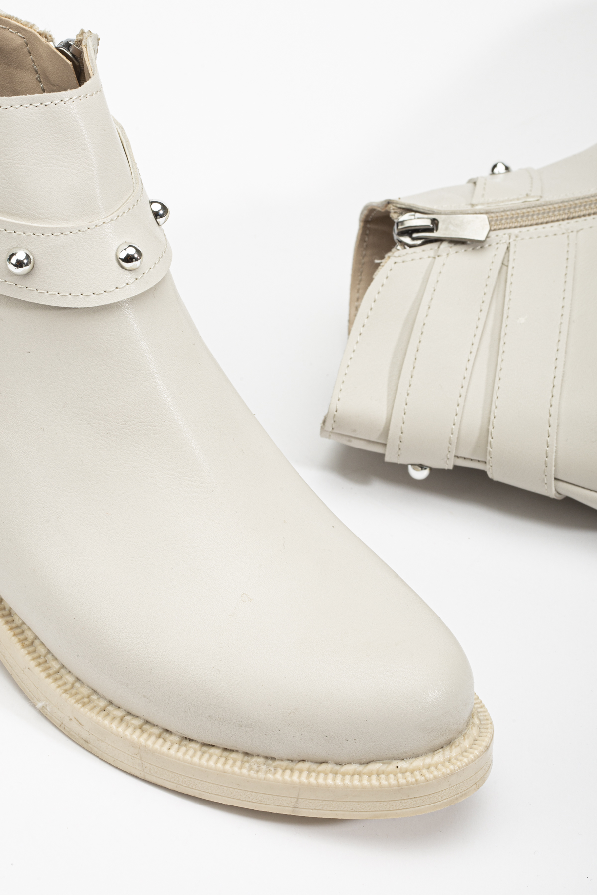 Kadın Ten Cilt Termo Taban Tokalı Yanı Fermuarlı Kısa Topuklu Bot - Görsel 5