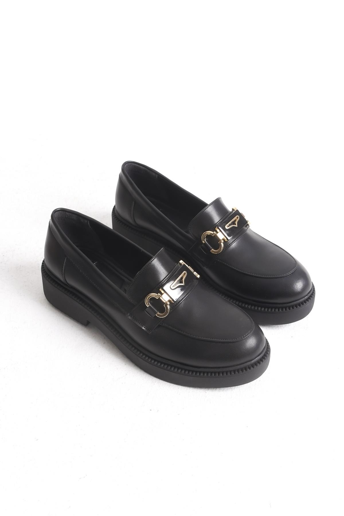 Admi Siyah Mat Tokalı Oxford Günlük Kadın Ayakkabı - Görsel 3