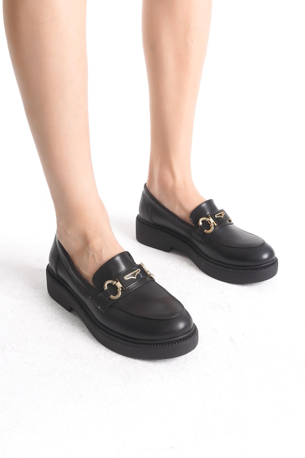 Admi Siyah Mat Tokalı Oxford Günlük Kadın Ayakkabı - Görsel 4