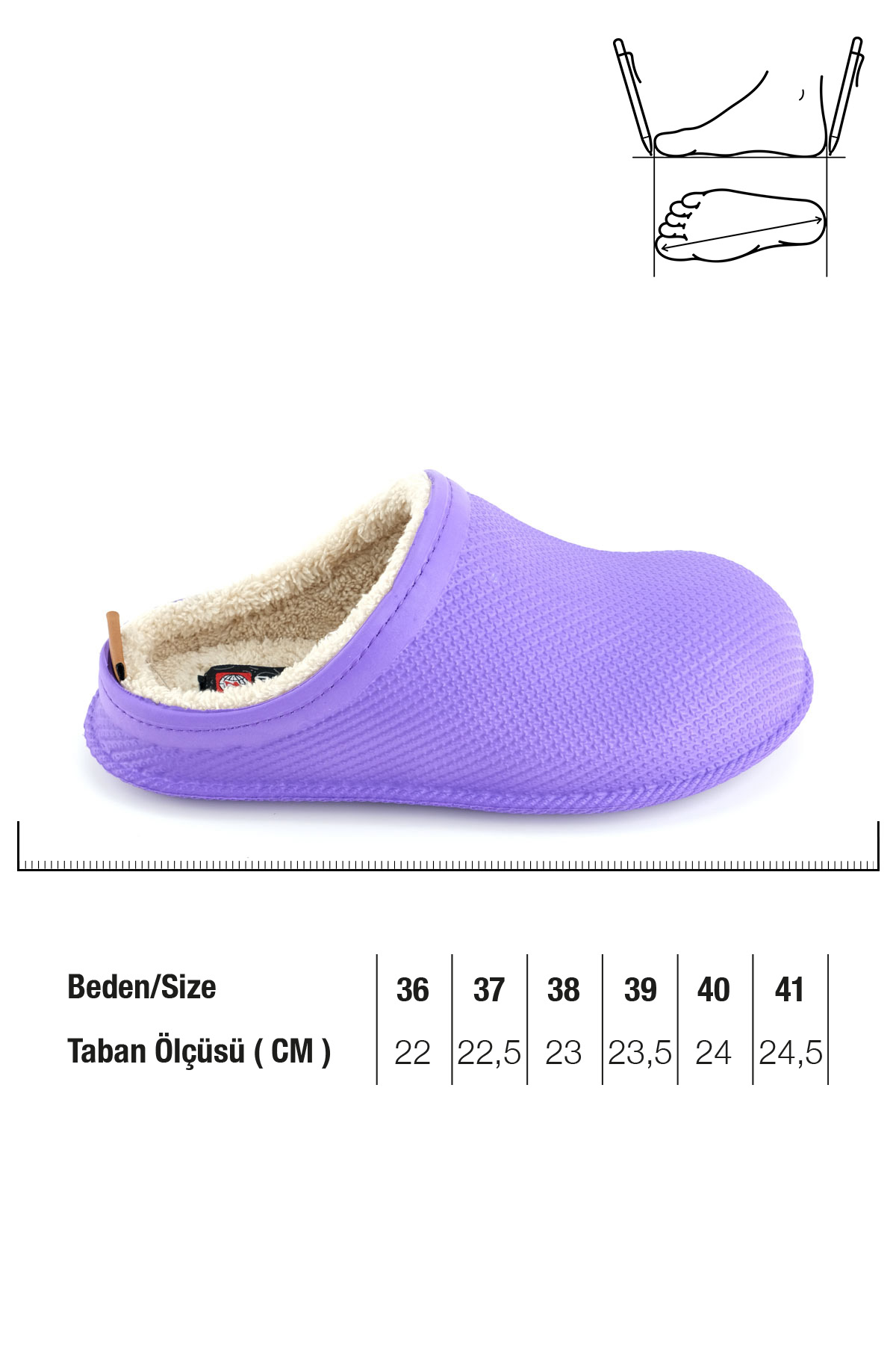 Gezer Gezer Mor Kışlık Kauçuk Islak Zemine Uygun Ev Bahçe İçi Peluşlu Kadın Terlik Sandalet & Terlik | Flo Mor - 3. görsel