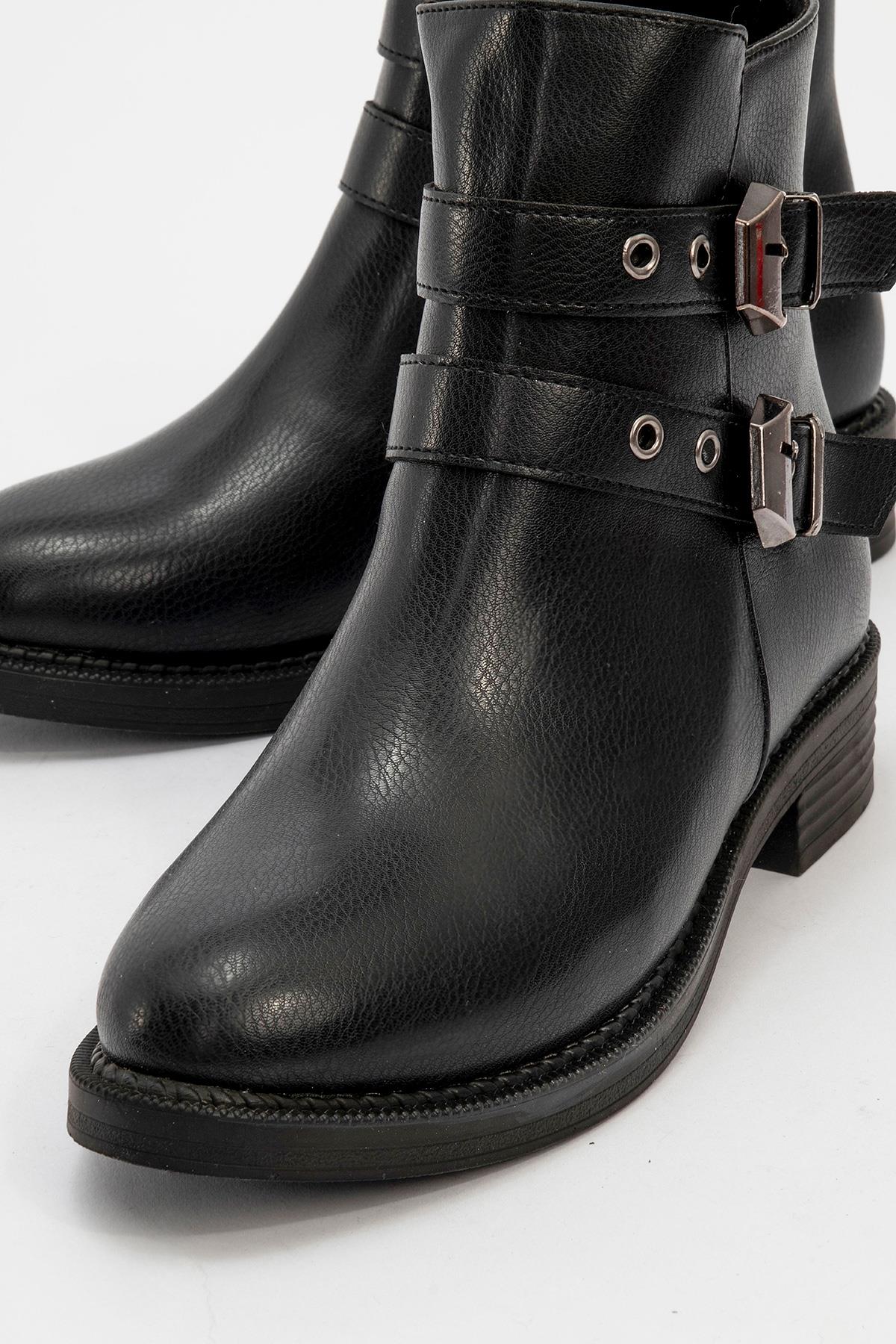 Kadın Kemerli Bot SİYAH CİLT - Görsel 4