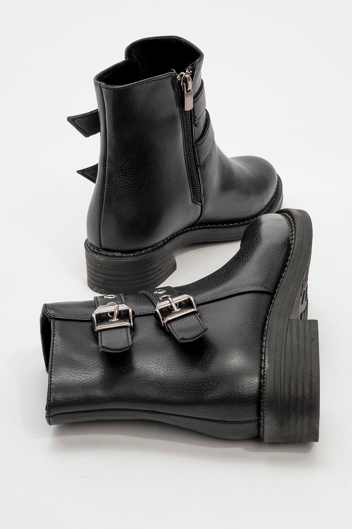 Kadın Kemerli Bot SİYAH CİLT - Görsel 5