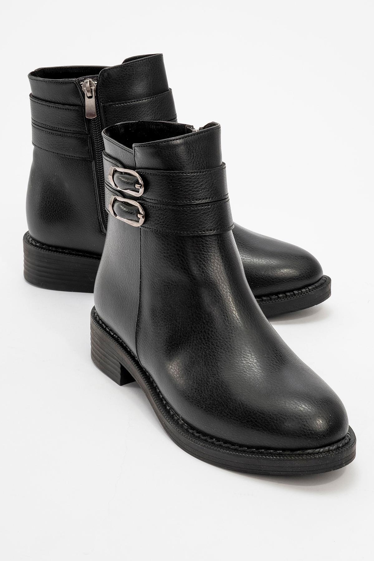 Kadın Kaydırmaz Kemerli Bot SİYAH CİLT - Görsel 3