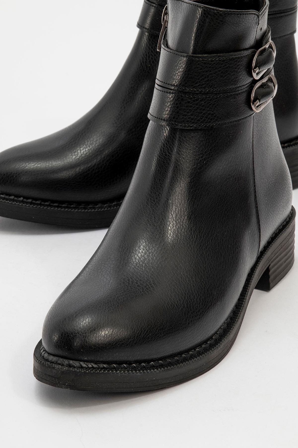Kadın Kaydırmaz Kemerli Bot SİYAH CİLT - Görsel 4