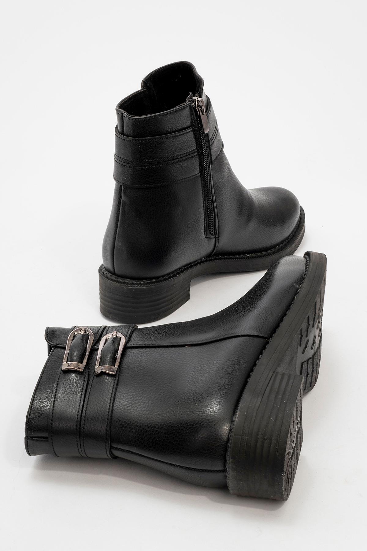 Kadın Kaydırmaz Kemerli Bot SİYAH CİLT - Görsel 5