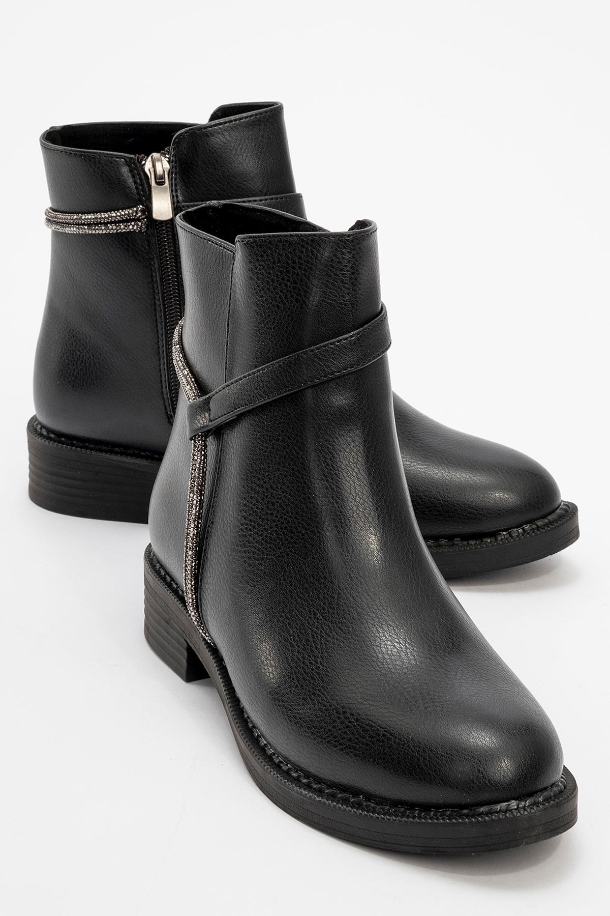 Kadın Taşlı Bot SİYAH CİLT - Görsel 3