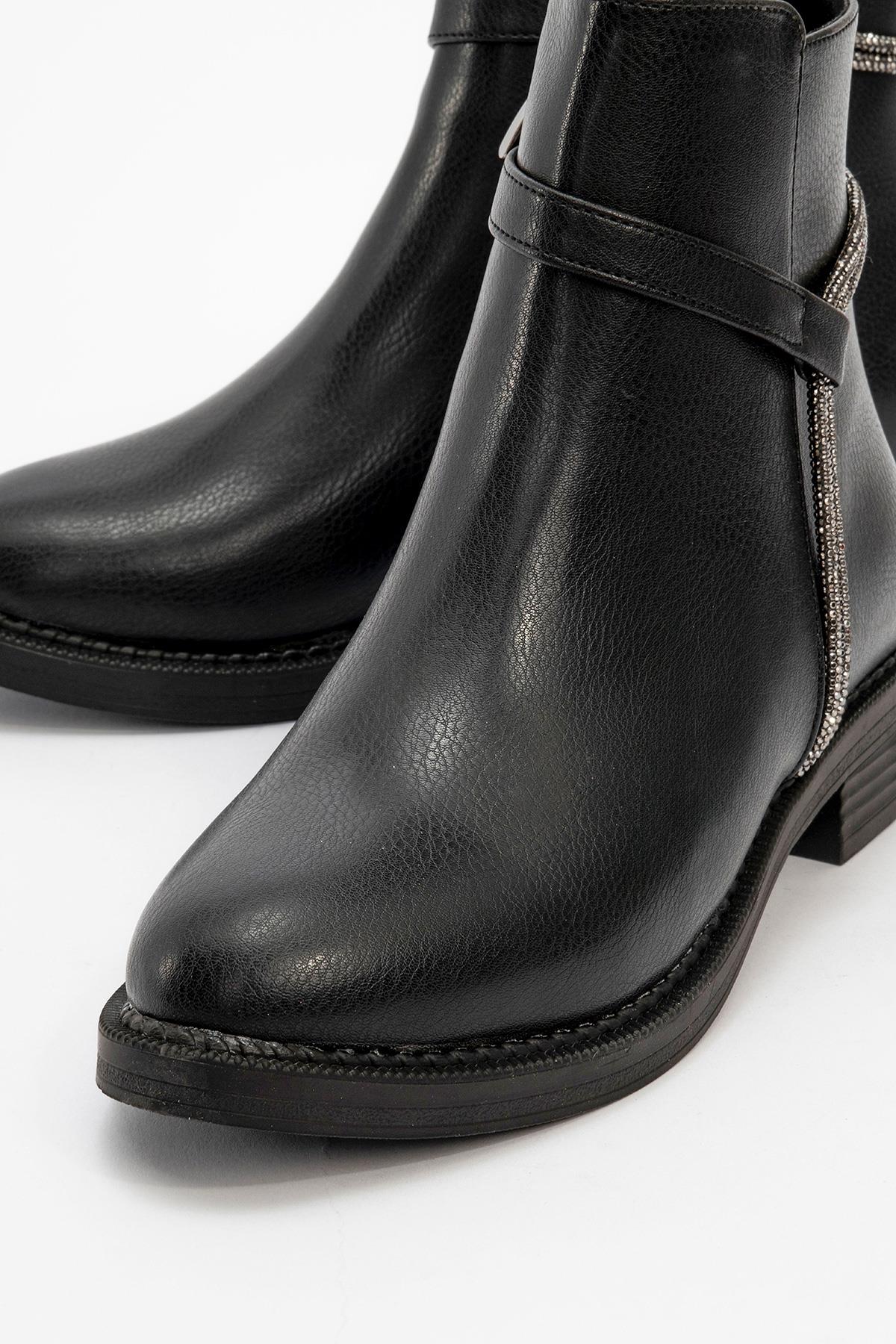 Kadın Taşlı Bot SİYAH CİLT - Görsel 4