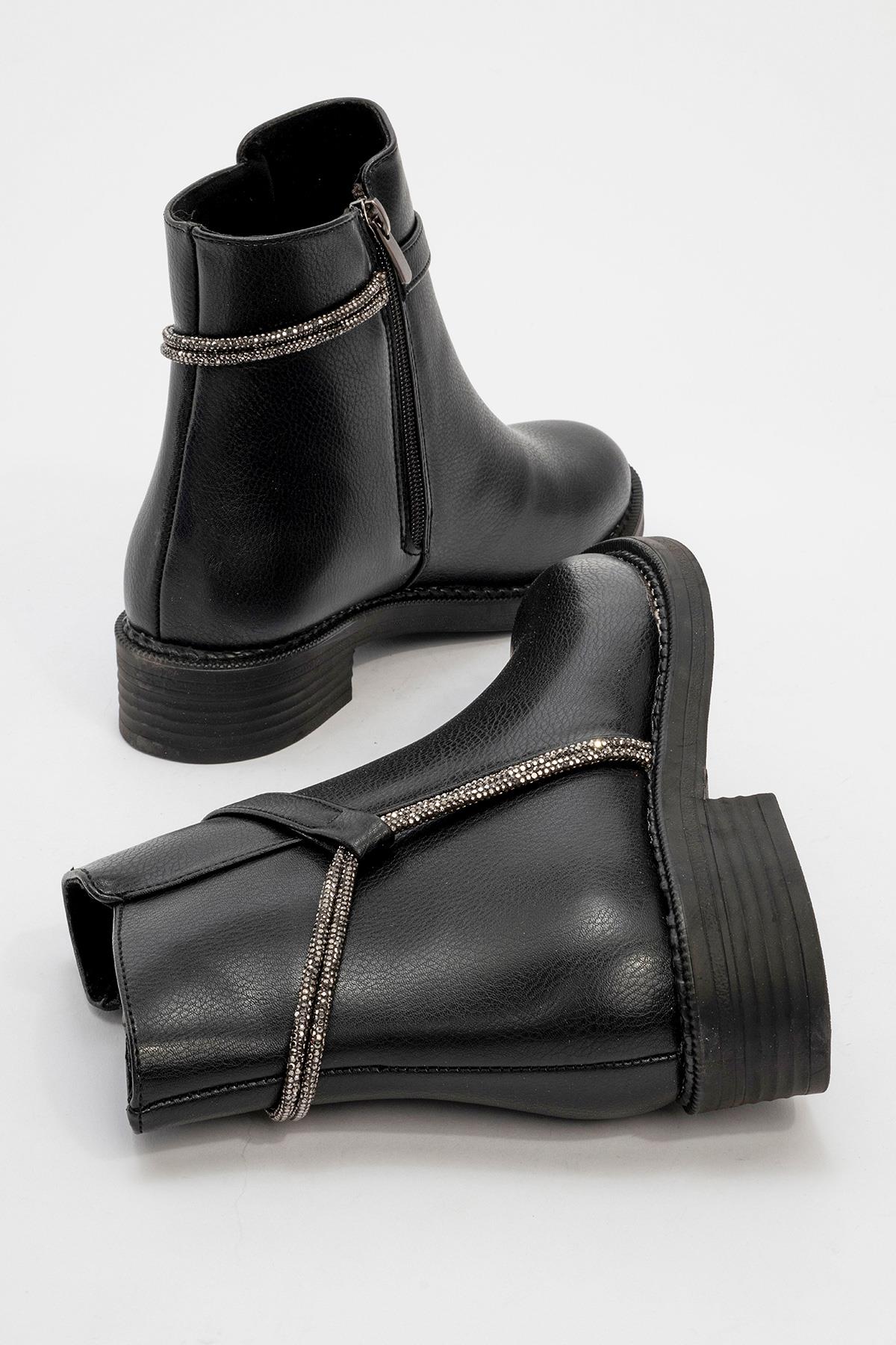 Kadın Taşlı Bot SİYAH CİLT - Görsel 5