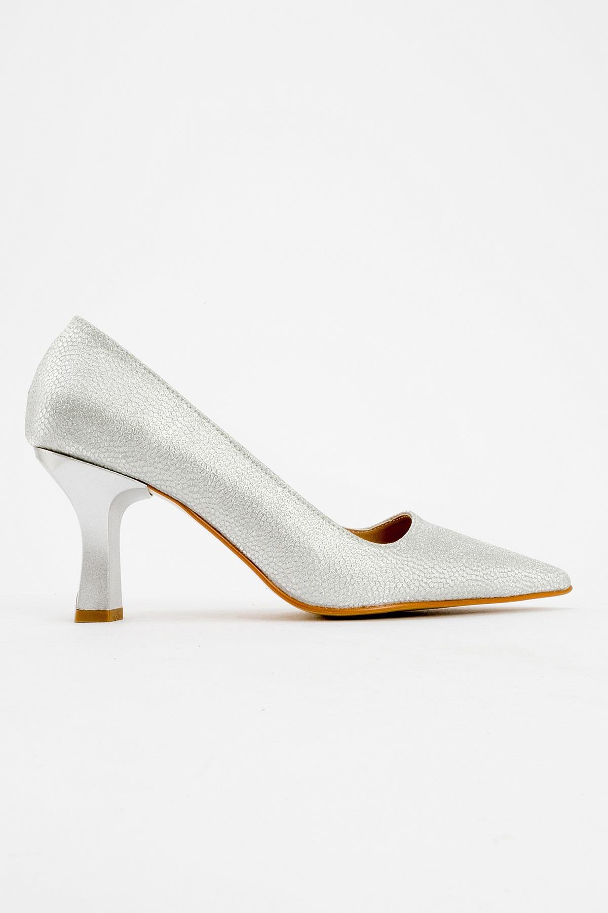 Kadın Simli Topuklu Ayakkabı GÜMÜŞ SİM - Görsel 3