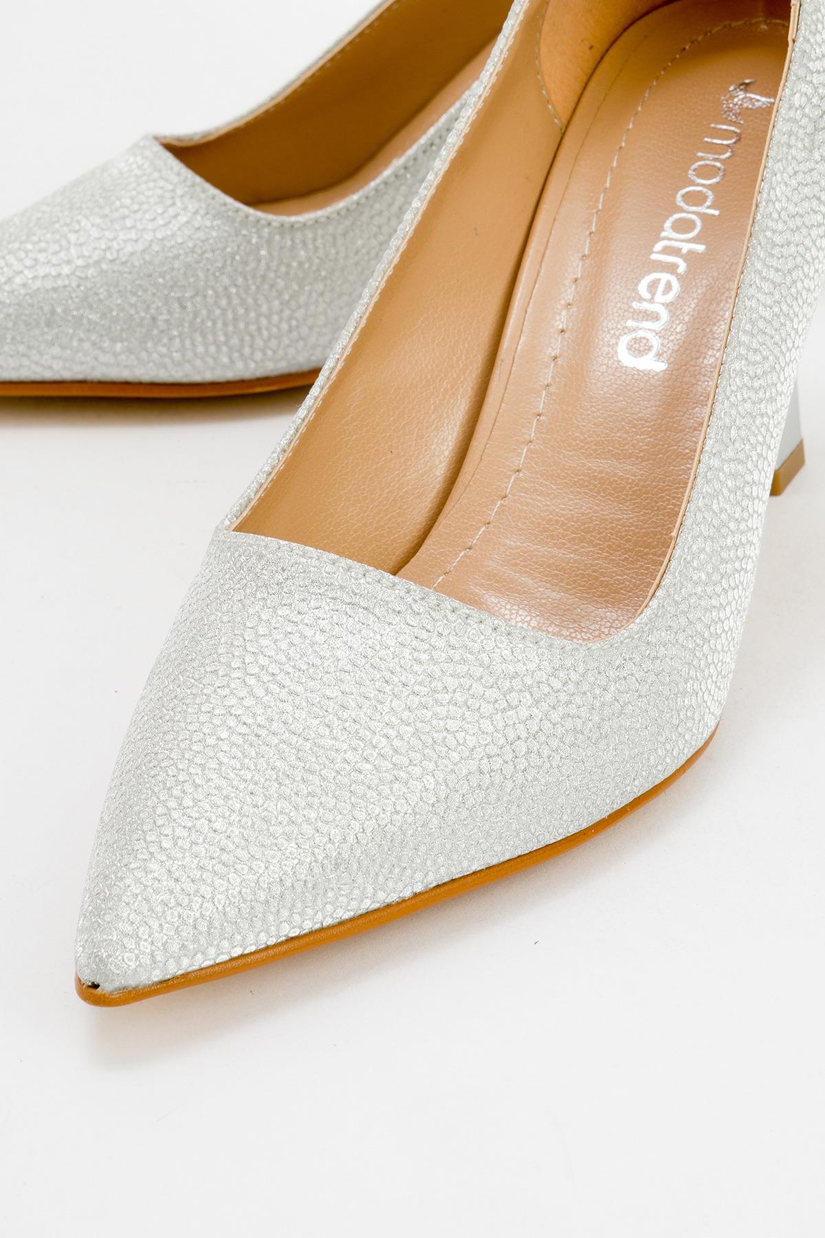 Kadın Simli Topuklu Ayakkabı GÜMÜŞ SİM - Görsel 4