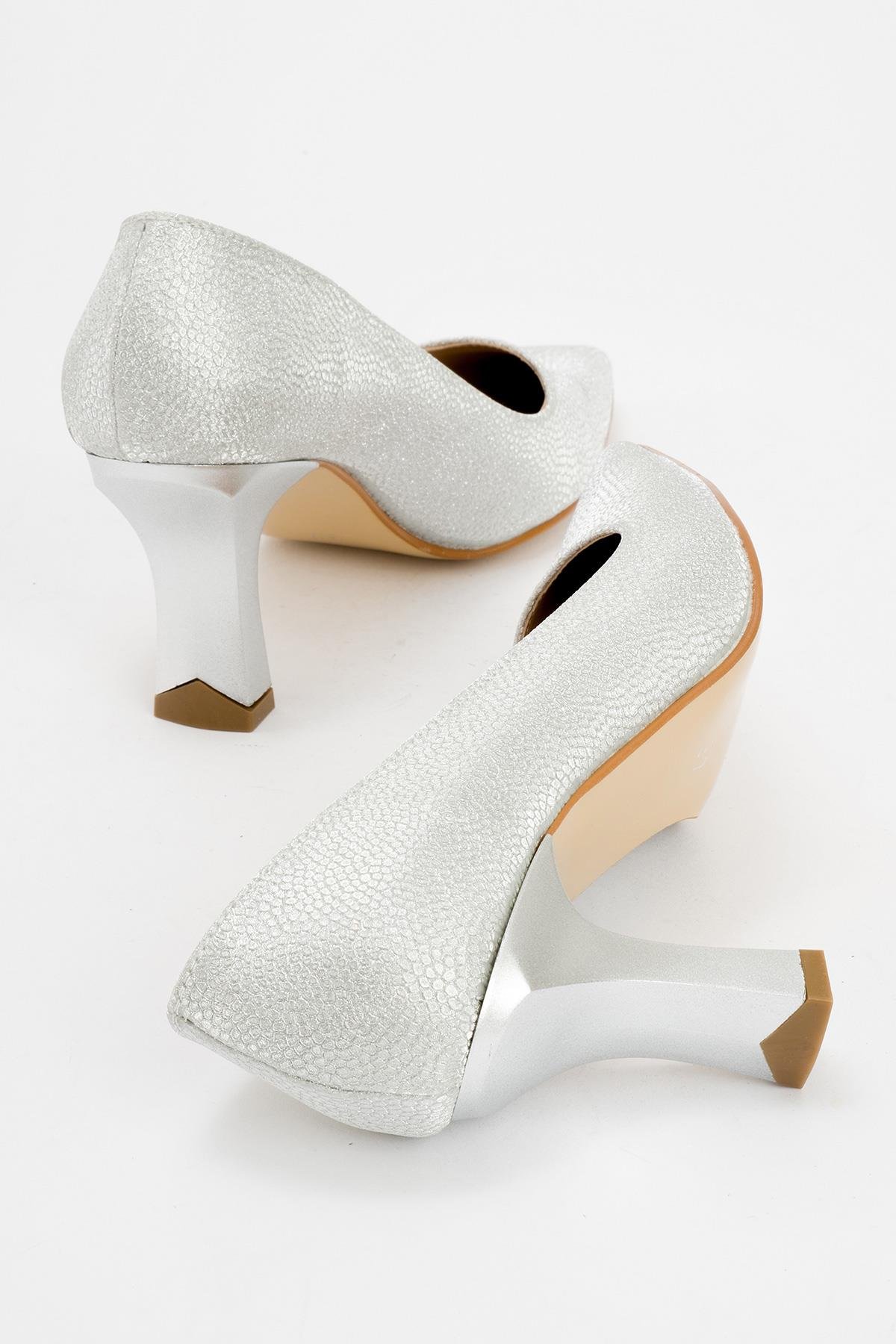 Kadın Simli Topuklu Ayakkabı GÜMÜŞ SİM - Görsel 5