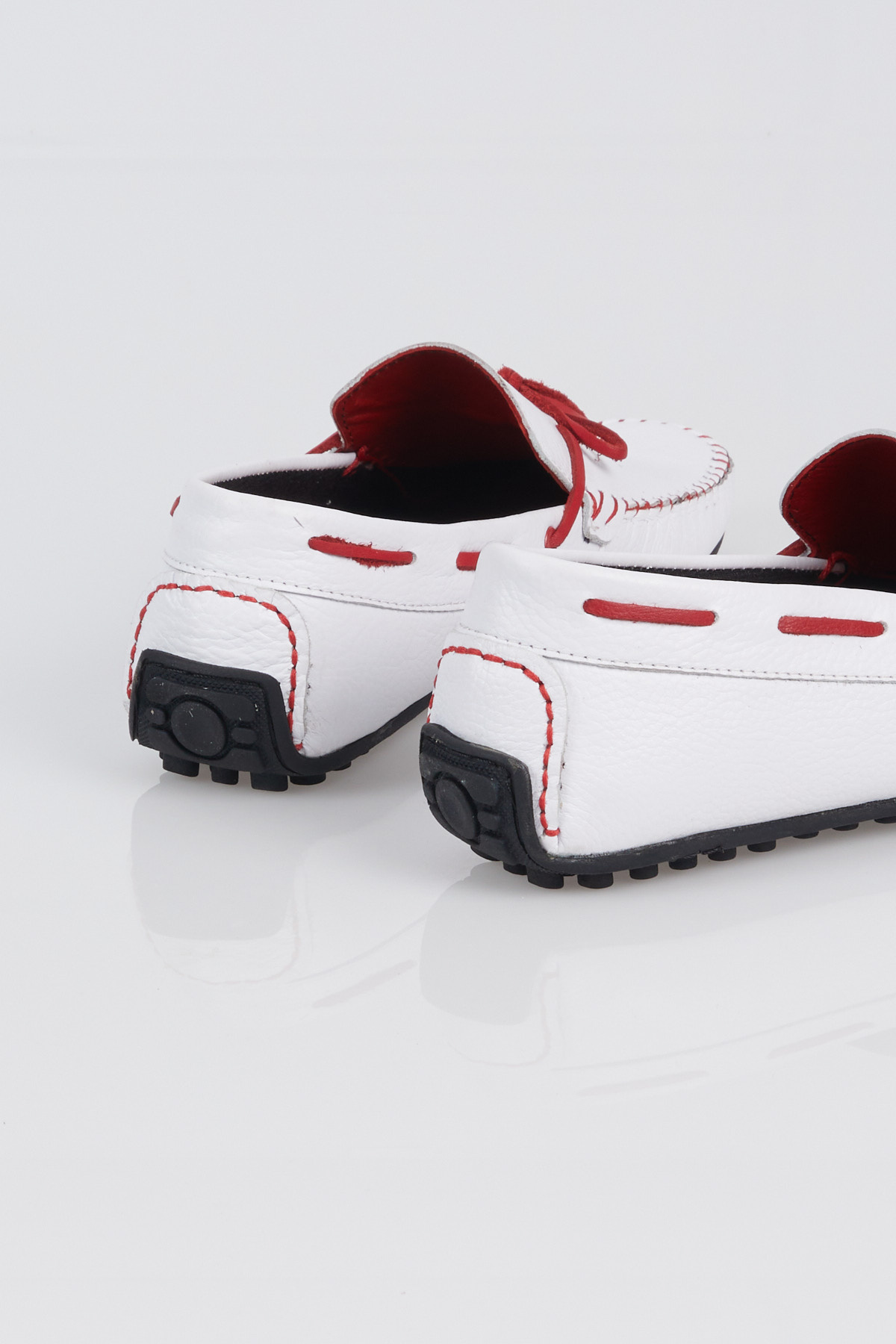 Erkek Beyaz İp Detaylı Rahat Kalıp Hakiki Deri Loafer - Görsel 6