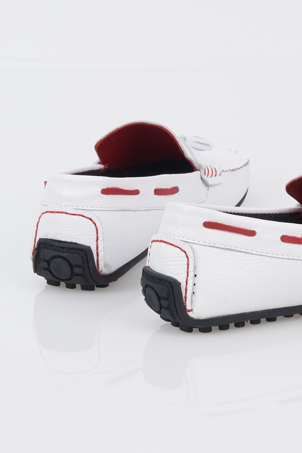 Erkek Beyaz Önü Püskül Detaylı Rahat Kalıp Hakiki Deri Loafer - Görsel 6